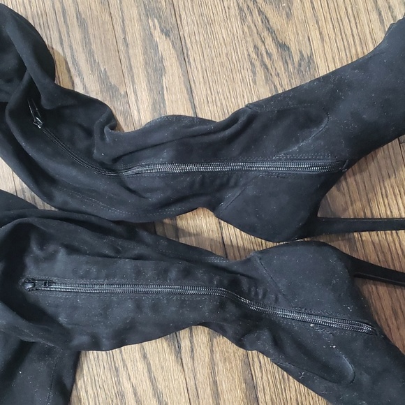 Suede Like Over the Knee Open Toe Boots - Picture 8 of 11